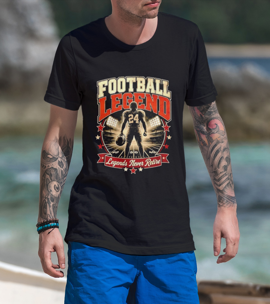 Football Legend 24 Legends Never Retire Stadium Stars T-Shirt