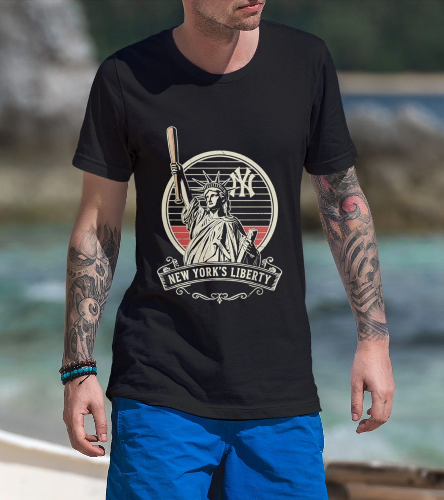 New York Yankees MLB Lady Liberty Bat T-Shirt
