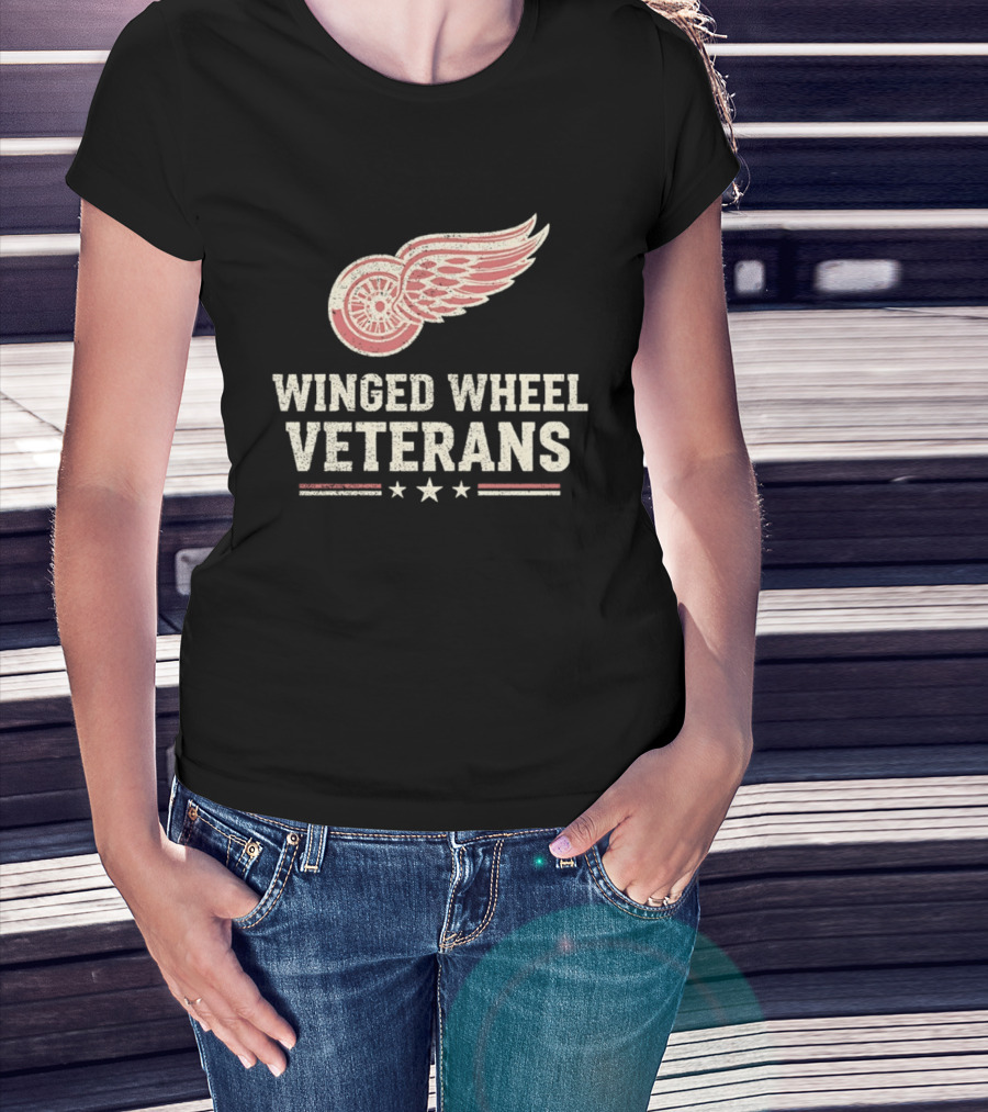 Winged Wheel Veterans Detroit Red Wings Three Stars T-Shirt