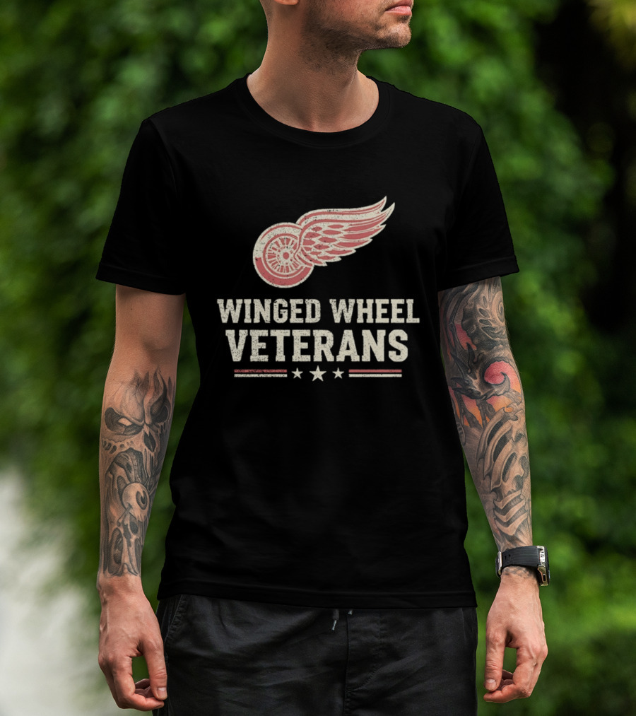 Winged Wheel Veterans Detroit Red Wings Three Stars T-Shirt