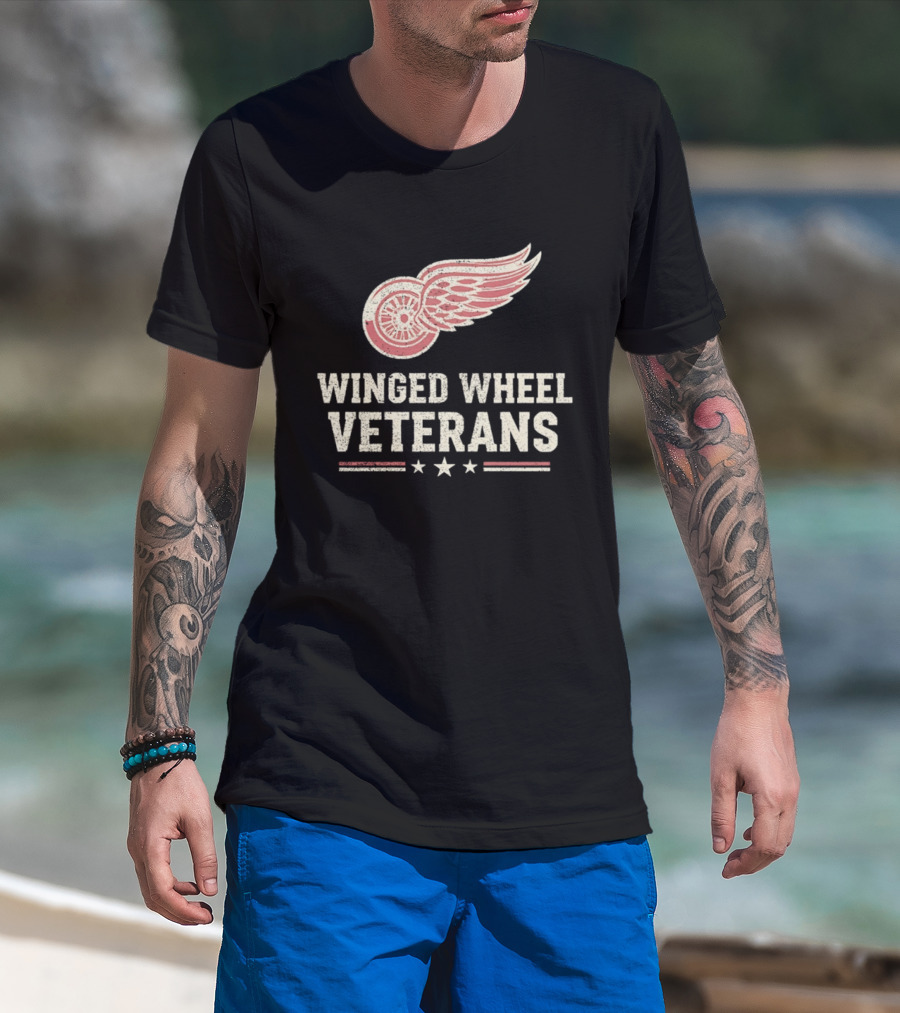 Winged Wheel Veterans Detroit Red Wings Three Stars T-Shirt