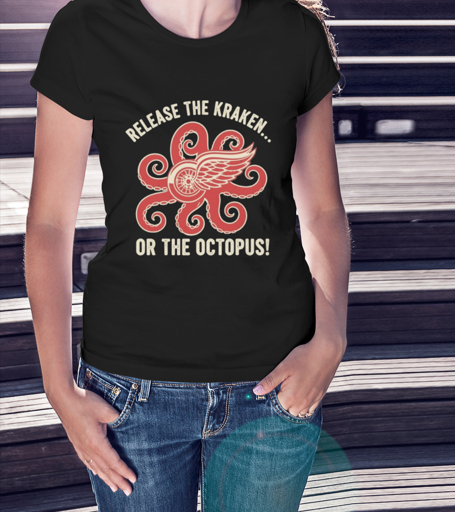 Release The Kraken Or The Octopus Detroit Red Wings NHL Hockey Fan Gear T-Shirt