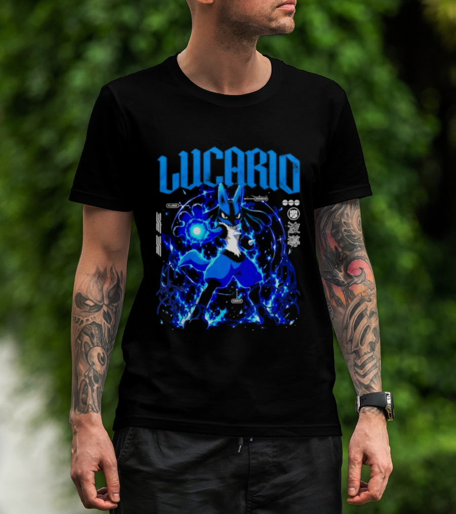 Lucario Fighting Awakened Combat Pokemon Aura Sphere Power T-Shirt