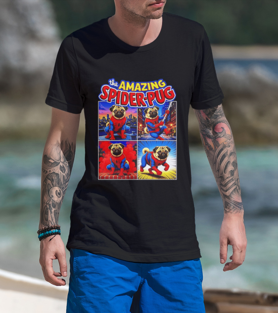 The Amazing Spider Pug Marvel Spider Man Parody Comic T-Shirt