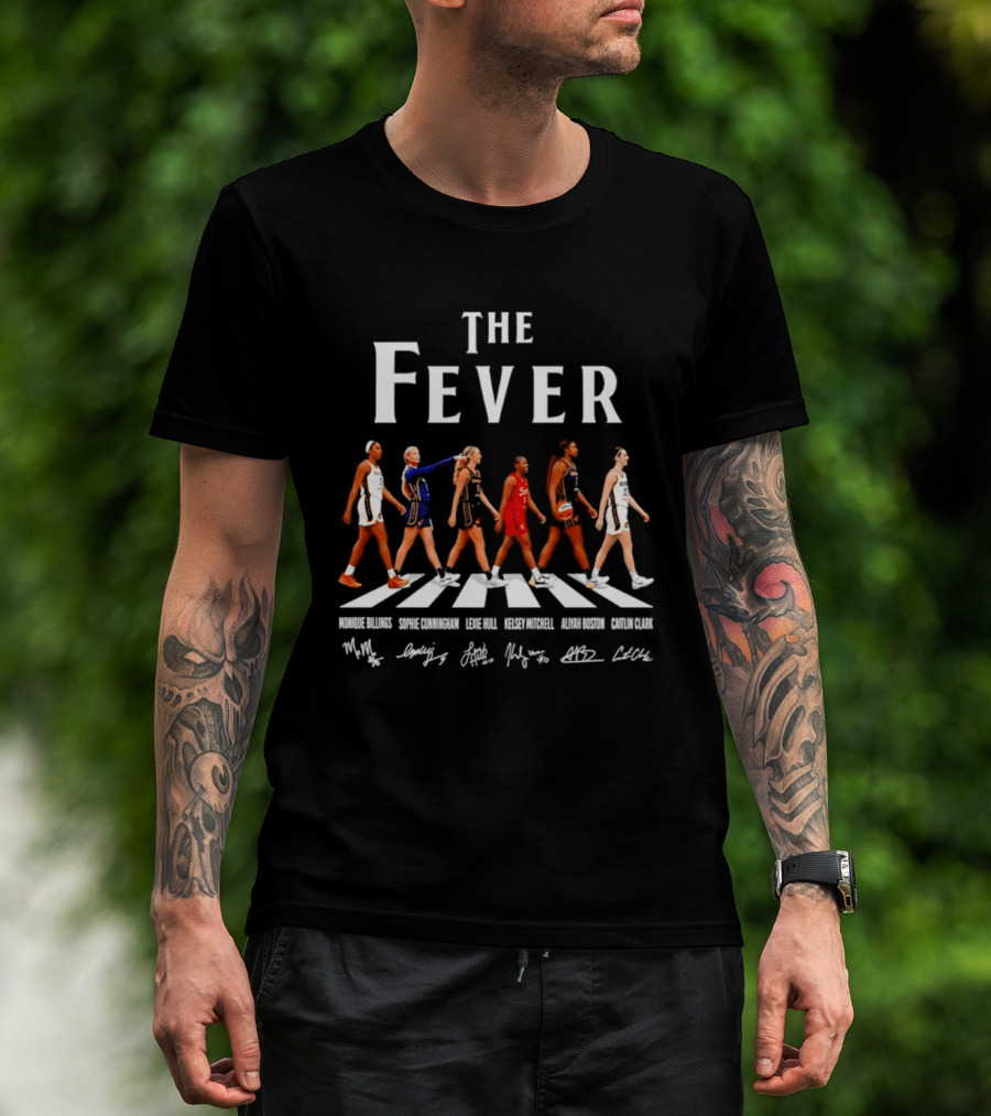 The Fever Monique Billings Sophie Cunningham Lexie Hull Kelsey Mitchell Aliyah Boston Caitlin Clark Indiana Fever Abbey Road Signatures T-Shirt
