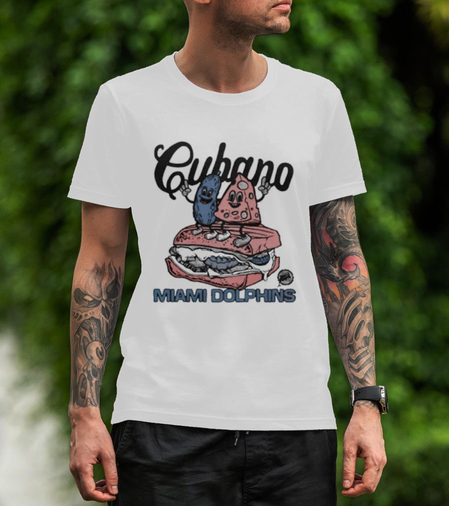 Cubano Miami Dolphins Sandwich And Characters T-Shirt