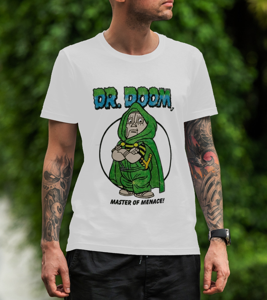 Dr Doom Master Of Menace Green Cloak Comic Style Villain T-Shirt