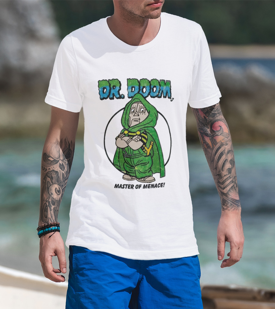 Dr Doom Master Of Menace Green Cloak Comic Style Villain T-Shirt