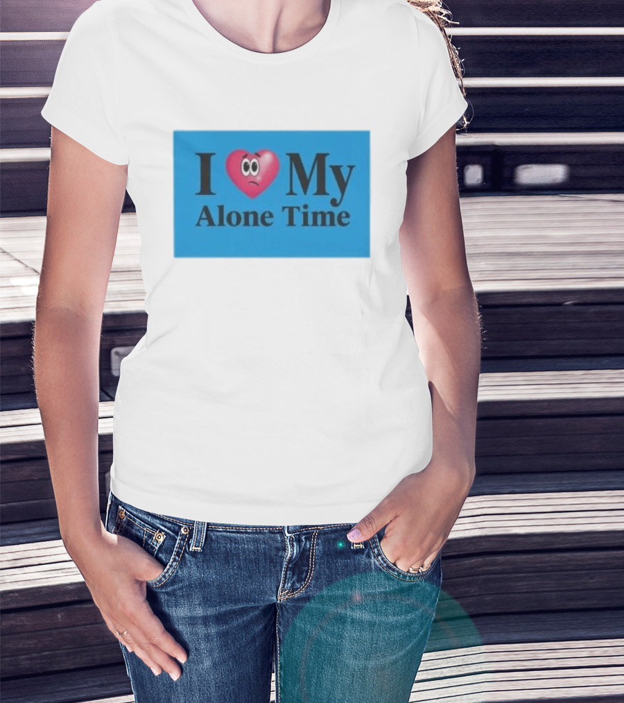 I Heart My Alone Time With Pink Heart Eyes T-Shirt