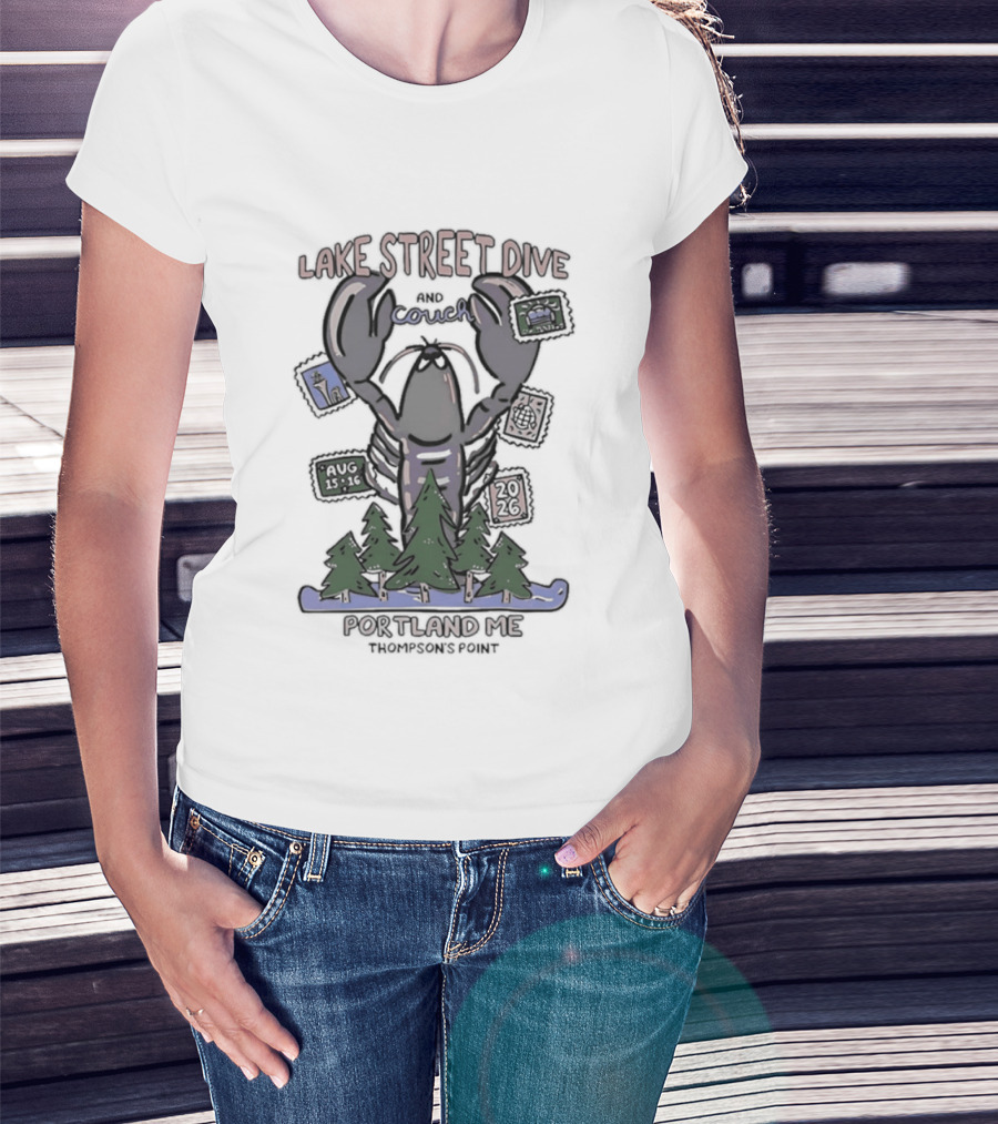 Lake Street Dive Portland ME Thompson's Point 2026 Lobster Trees Ski T-Shirt