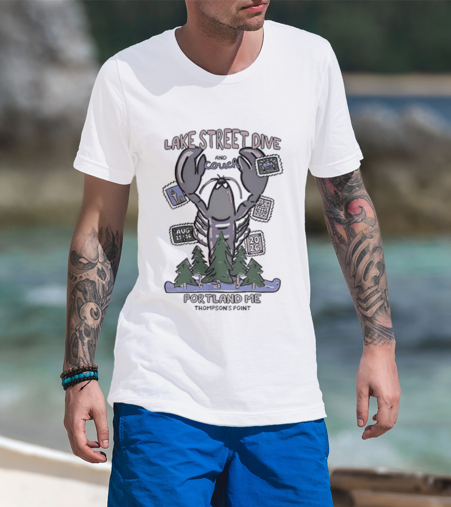 Lake Street Dive Portland ME Thompson's Point 2026 Lobster Trees Ski T-Shirt