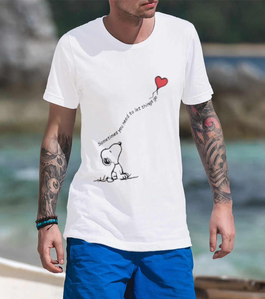 Snoopy Sometimes You Need To Let Things Go Heart Balloon Peanuts T-Shirt