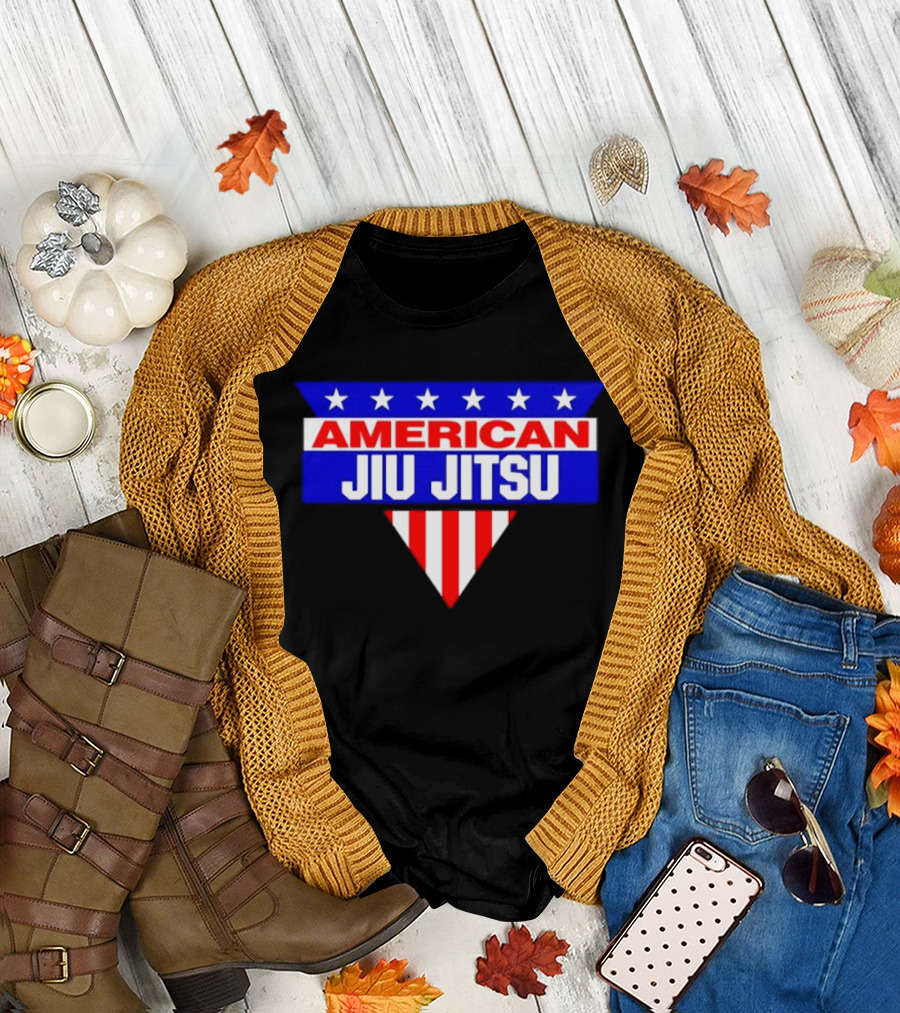 American Jiu Jitsu Stars And Stripes BJJ Martial Arts Grappling T-Shirt