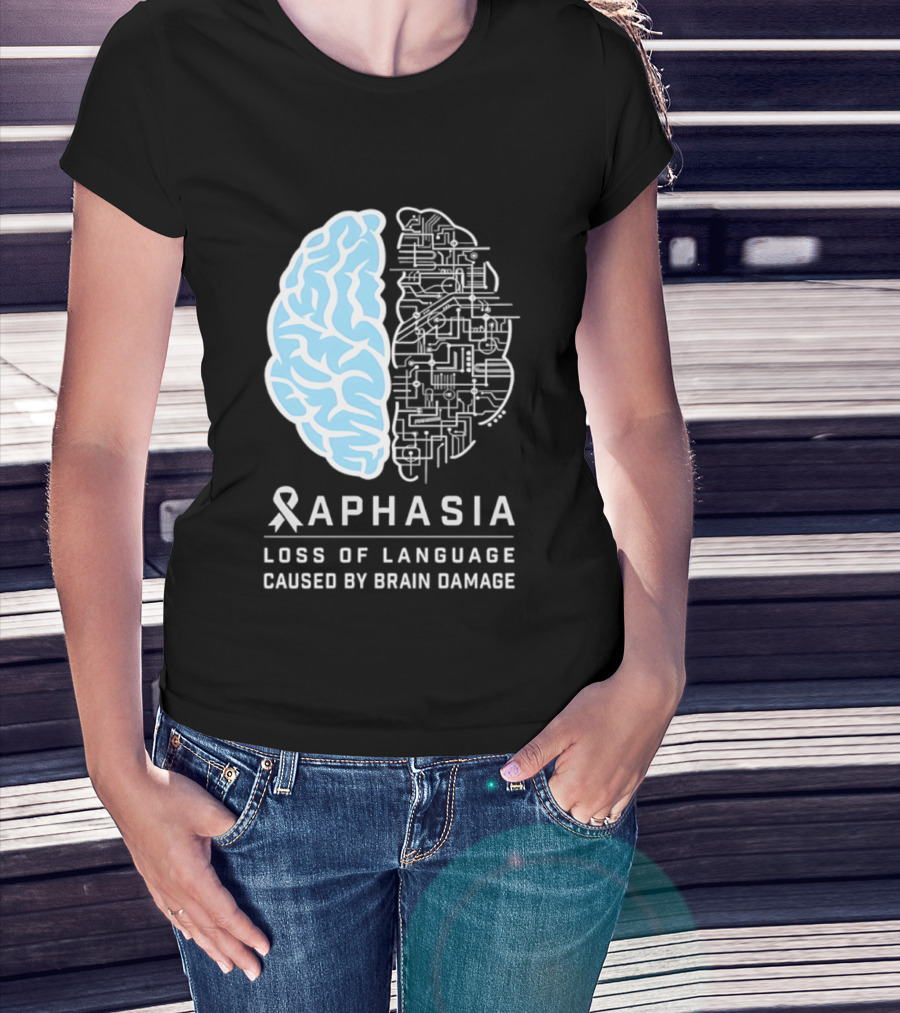 Aphasia Awareness Ribbon Brain Design Loss Of Language Caused By Brain Damage T-Shirt