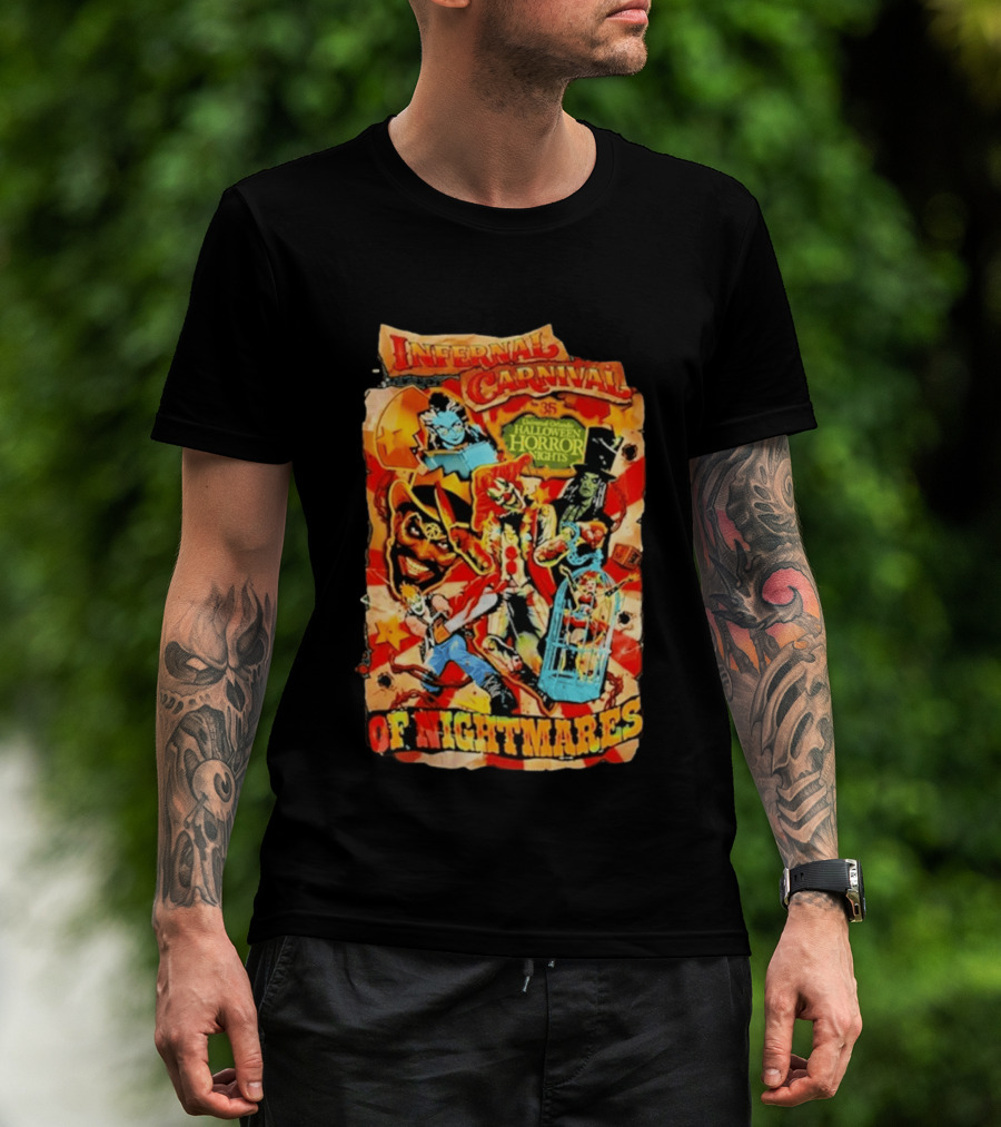 Infernal Carnival Of Nightmares Universal Orlando Halloween Horror Nights 35 Spooky Clown And Ghostly Characters T-Shirt