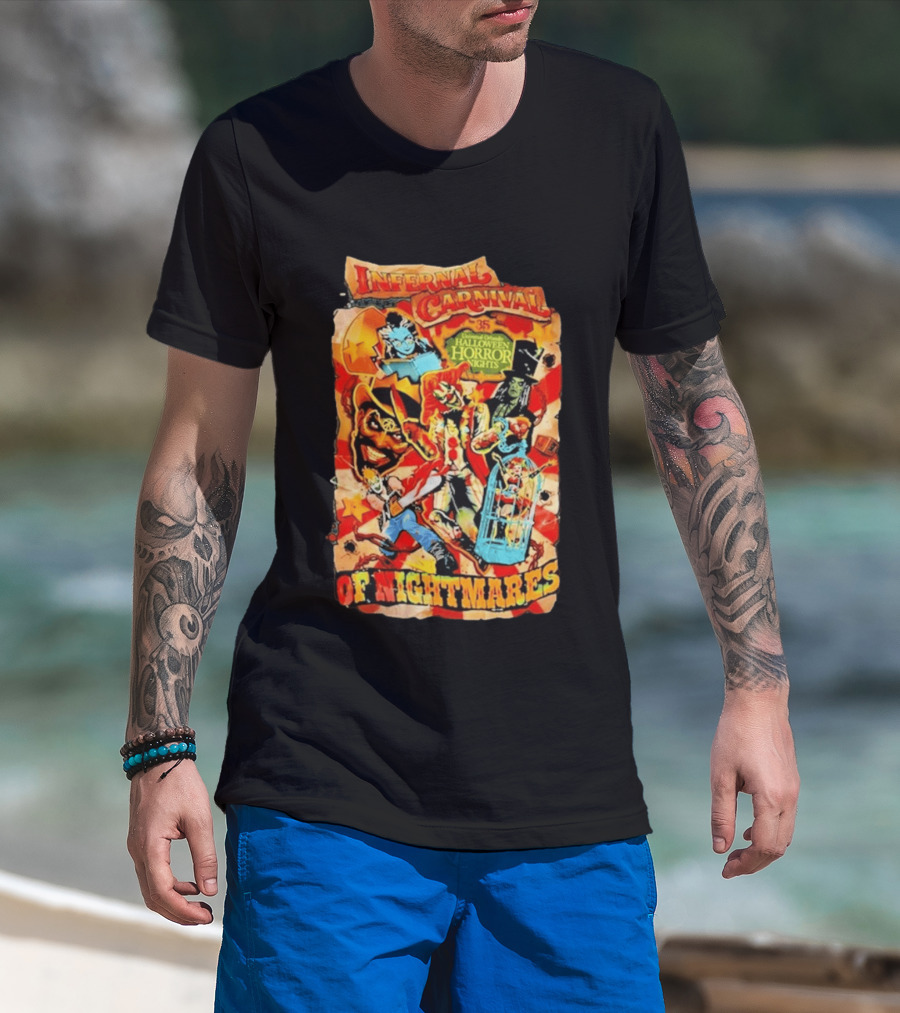 Infernal Carnival Of Nightmares Universal Orlando Halloween Horror Nights 35 Spooky Clown And Ghostly Characters T-Shirt