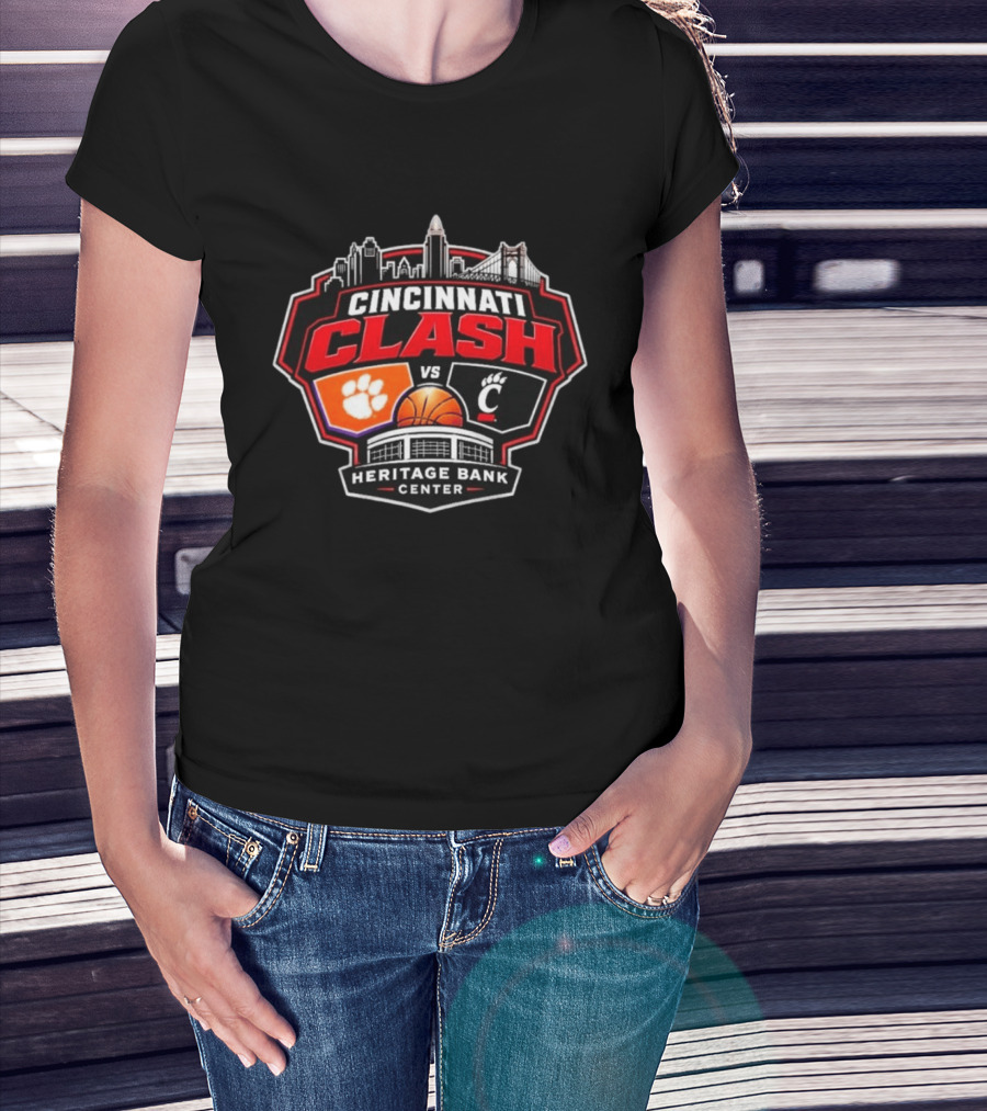 Clemson Vs Cincy Cincinnati Clash Heritage Bank Center 2026 T-Shirt