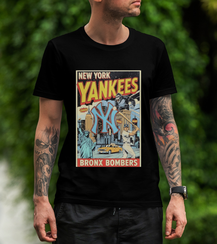 New York Yankees Bronx Bombers King Kong Baseball Statue Of Liberty Taxi Skyline T-Shirt