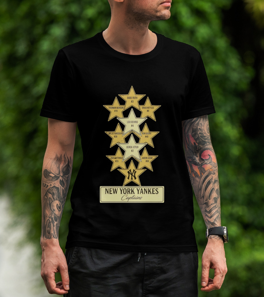 New York Yankees Captains Babe Ruth Lou Gehrig Derek Jeter Thurman Munson Graig Nettles Willie Randolph Ron Guidry Don Mattingly Aaron Judge T-Shirt