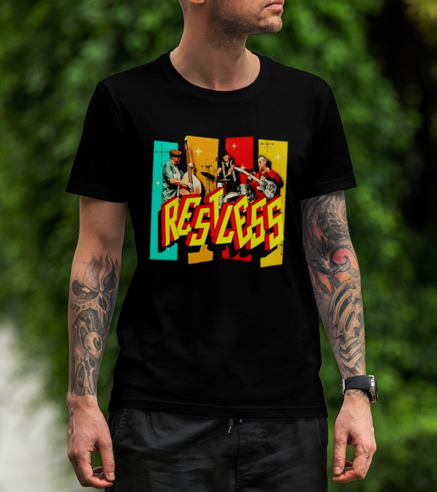 Restless Band Rockabilly Psychobilly Music Members Colorful Performance T-Shirt
