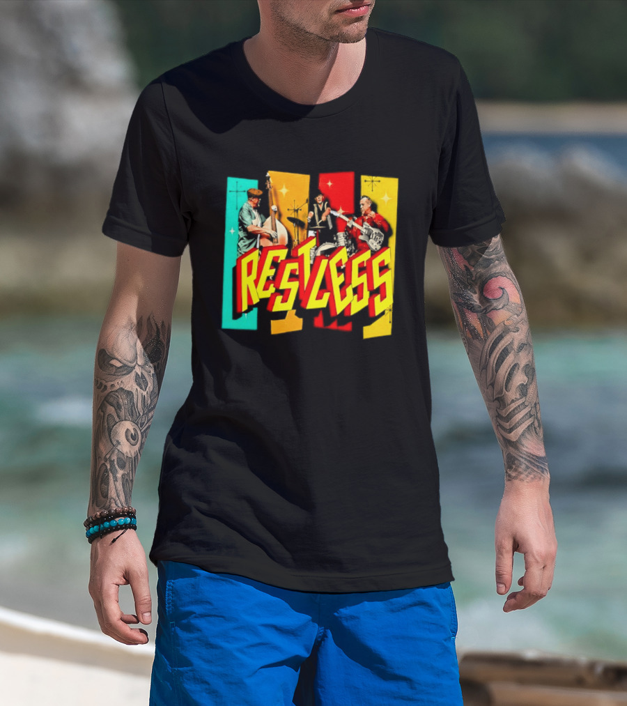 Restless Band Rockabilly Psychobilly Music Members Colorful Performance T-Shirt