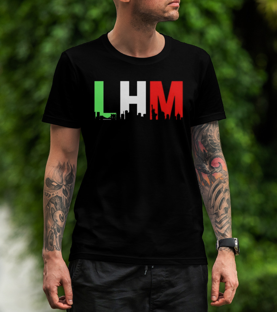 Stream Yvng Mobster LHM NYC Skyline Green White Red Drip Letters T-Shirt