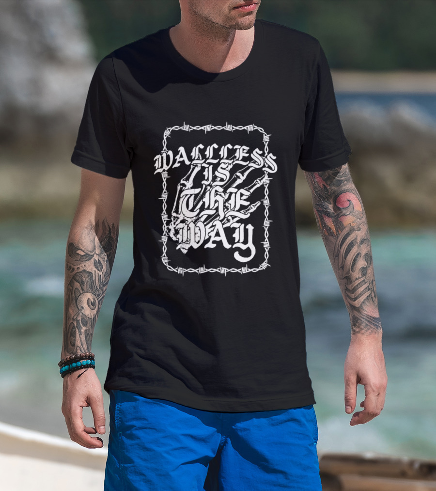 Wallless Is The Way Adam Wacker X WhiteCrayon Collaboration Barbed Skeleton T-Shirt