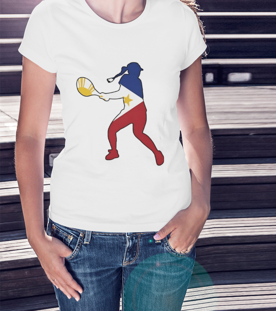 Alexandra Eala Tennis Player Silhouette Philippines Flag T-Shirt