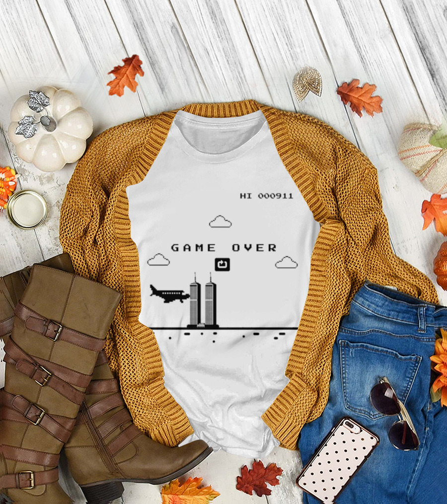 Game Over Hi 000911 Pixel 911 Twin Towers T-Shirt