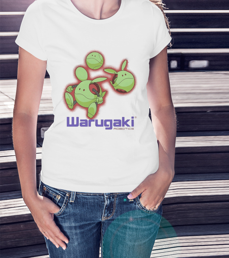 Warugaki Robotics Green Robot Trio Cartoon T-Shirt