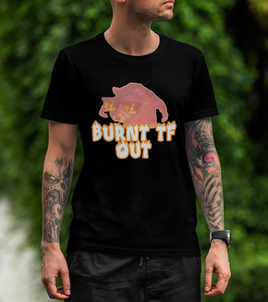 Burnt TF Out Flaming Sunglasses Meme Cat T-Shirt