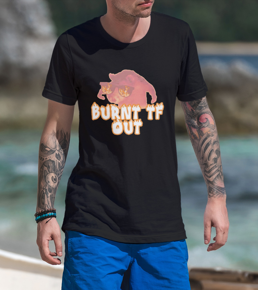 Burnt TF Out Flaming Sunglasses Meme Cat T-Shirt