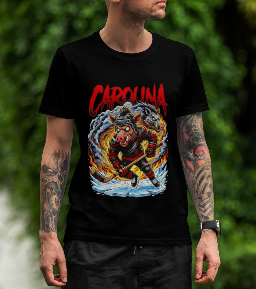 Carolina Hurricanes Stormy Hockey Player Ice Action T-Shirt