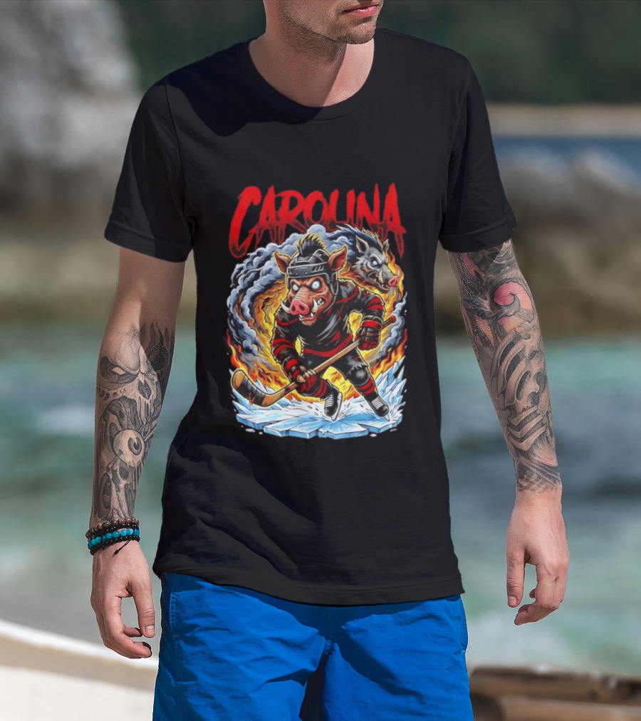 Carolina Hurricanes Stormy Hockey Player Ice Action T-Shirt