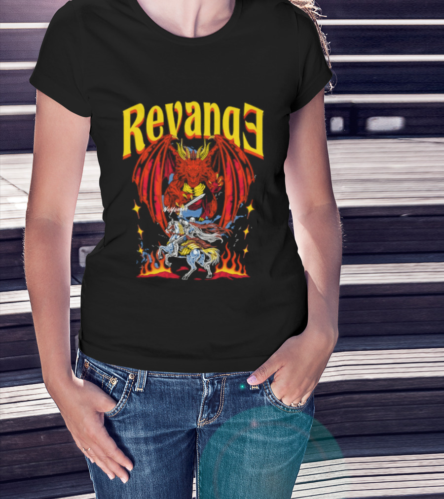 Revenge Dragon Knight Sword Fire Fantasy T-Shirt