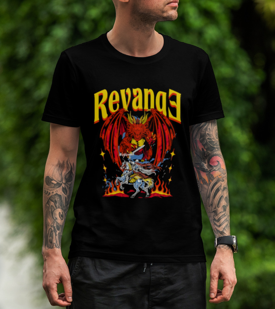 Revenge Dragon Knight Sword Fire Fantasy T-Shirt