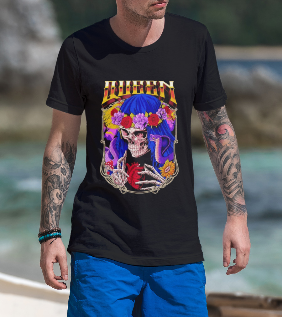Til Death Skeleton Fiesta Cobra Floral Skeleton Tattoo T-Shirt