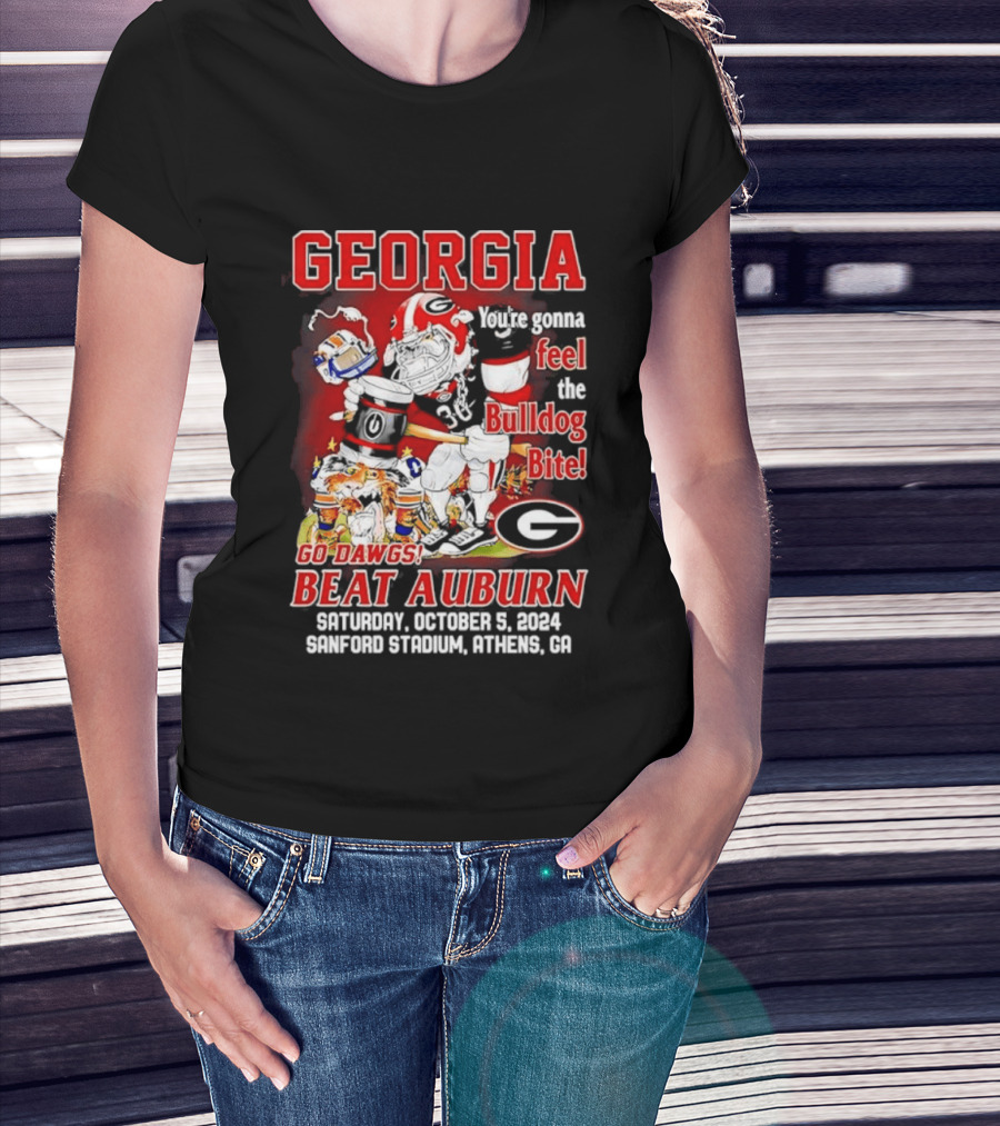 Georgia Bulldogs You're Gonna Feel The Bulldog Bite Go Dawgs Beat Auburn Saturday October 5 2004 Sanford Stadium Athens T-Shirt