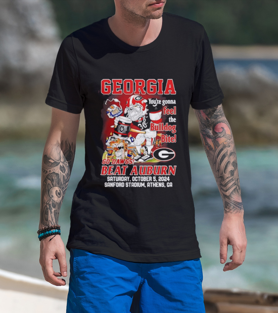 Georgia Bulldogs You're Gonna Feel The Bulldog Bite Go Dawgs Beat Auburn Saturday October 5 2004 Sanford Stadium Athens T-Shirt