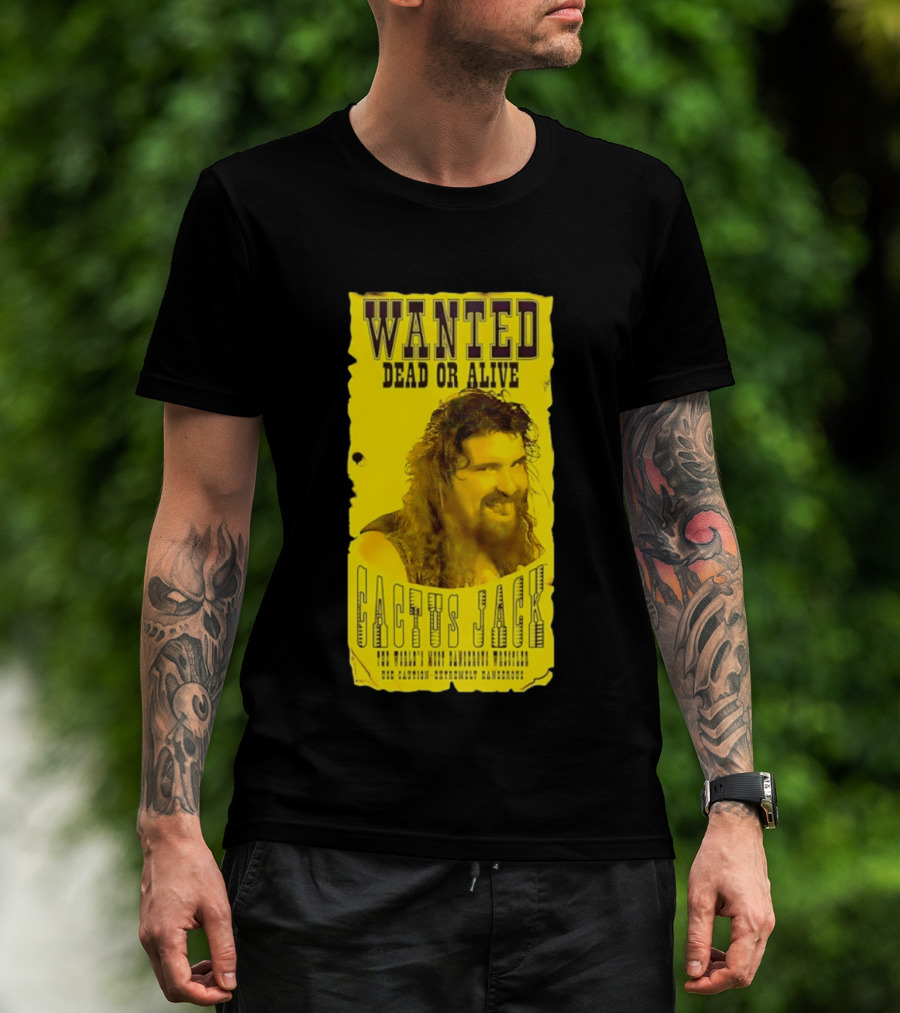 Jamie Hayter Iconic Cactus Jack Wanted Dead Or Alive Yellow T-Shirt