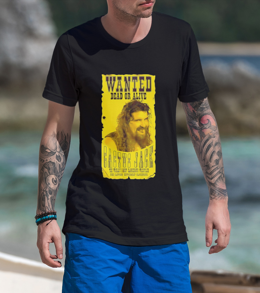 Jamie Hayter Iconic Cactus Jack Wanted Dead Or Alive Yellow T-Shirt