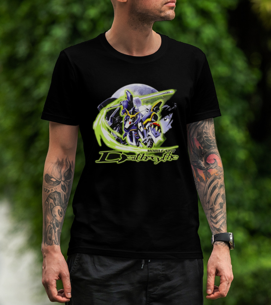Mobile Suit Deathrythe Mecha Battle Moon Scene T-Shirt