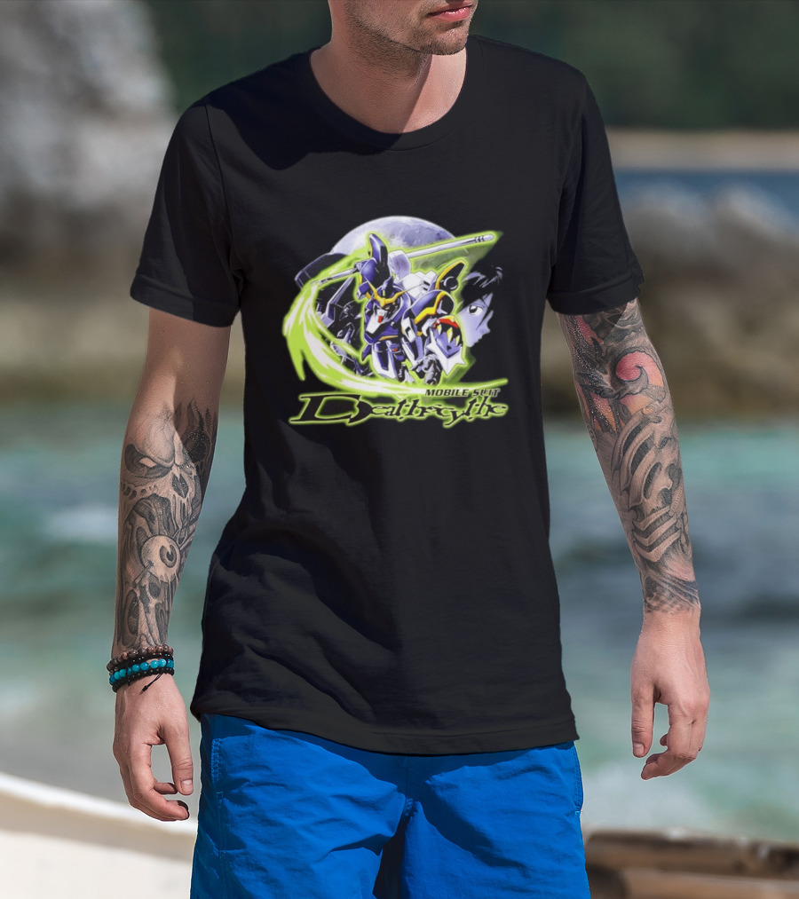 Mobile Suit Deathrythe Mecha Battle Moon Scene T-Shirt