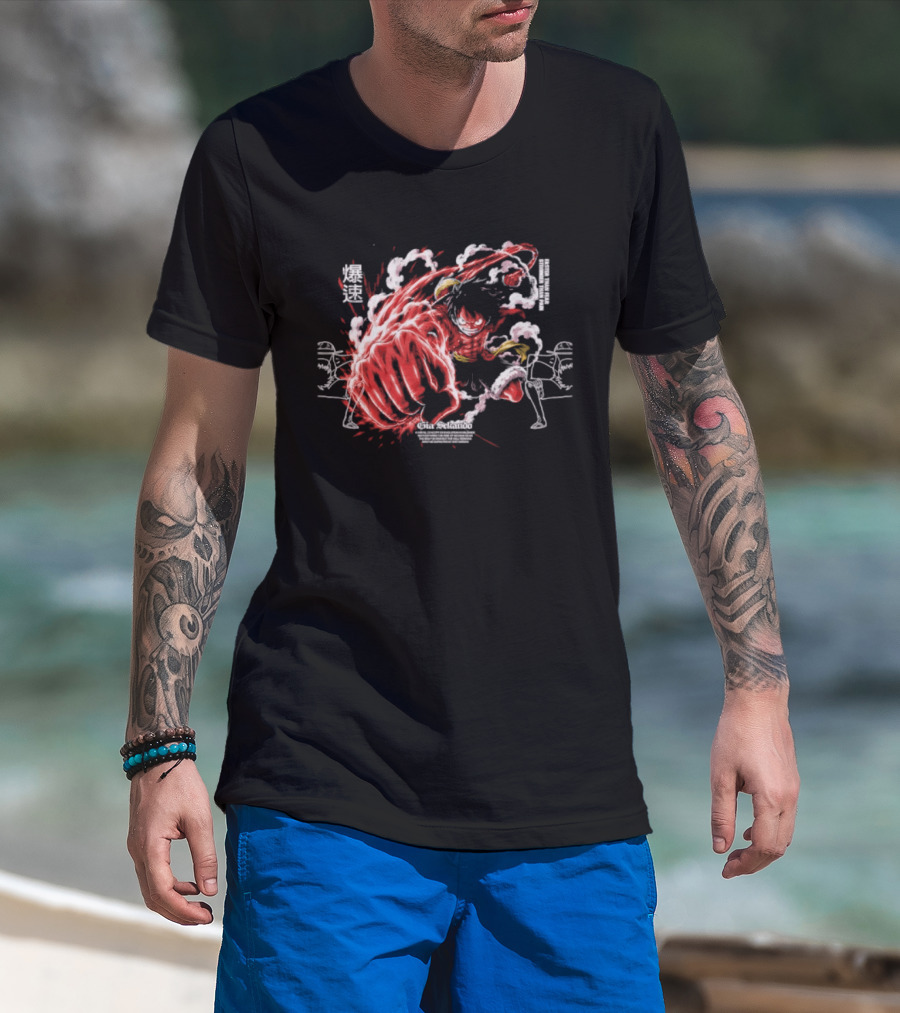 Monkey D. Luffy Faster Than Fear Stronger Than Pain Anime Gear Second Splash Attack T-Shirt