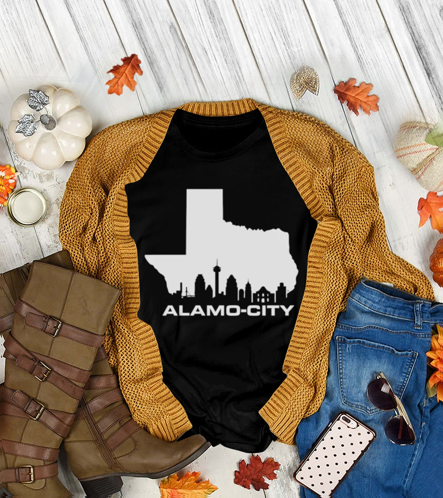 Alamo City San Antonio Skyline Texas Map T-Shirt