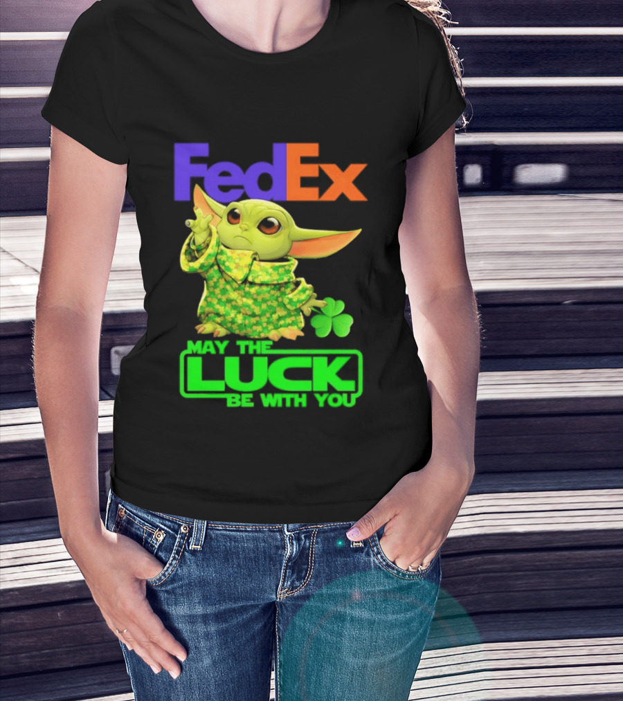 FedEx Baby Yoda May The Luck Be With You Clover T-Shirt