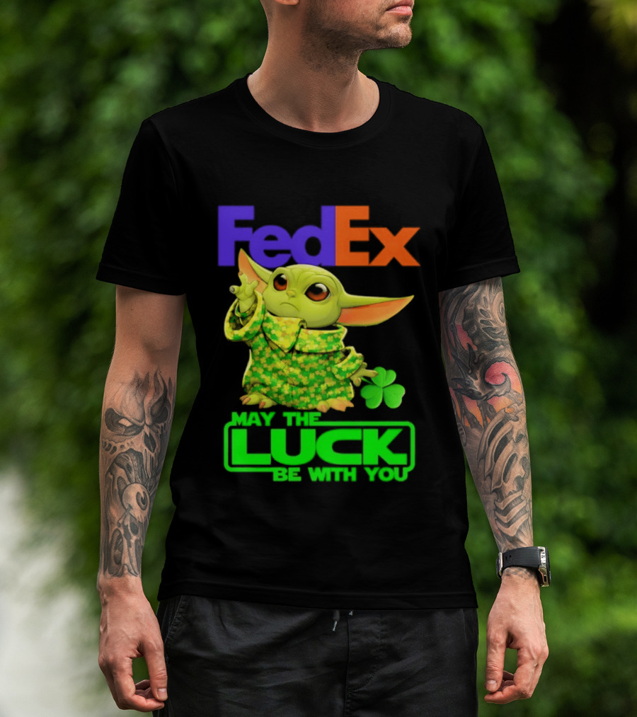 FedEx Baby Yoda May The Luck Be With You Clover T-Shirt