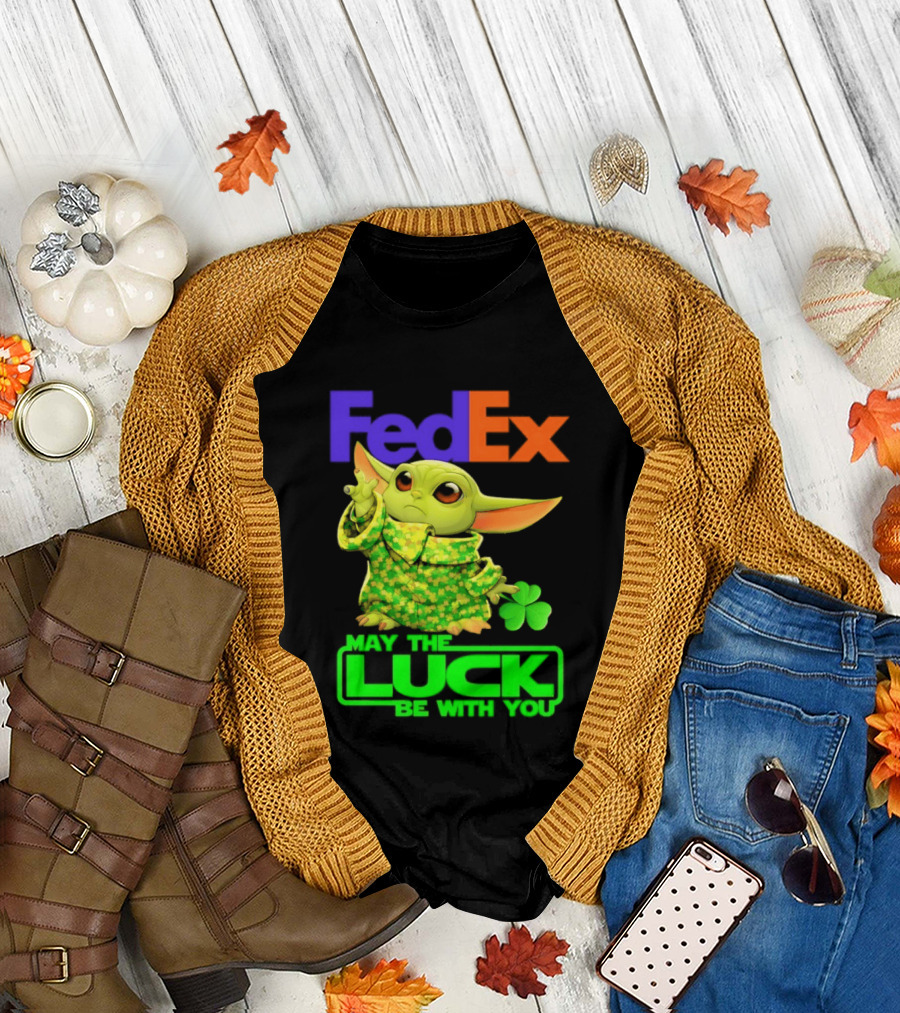 FedEx Baby Yoda May The Luck Be With You Clover T-Shirt