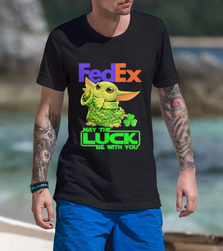FedEx Baby Yoda May The Luck Be With You Clover T-Shirt