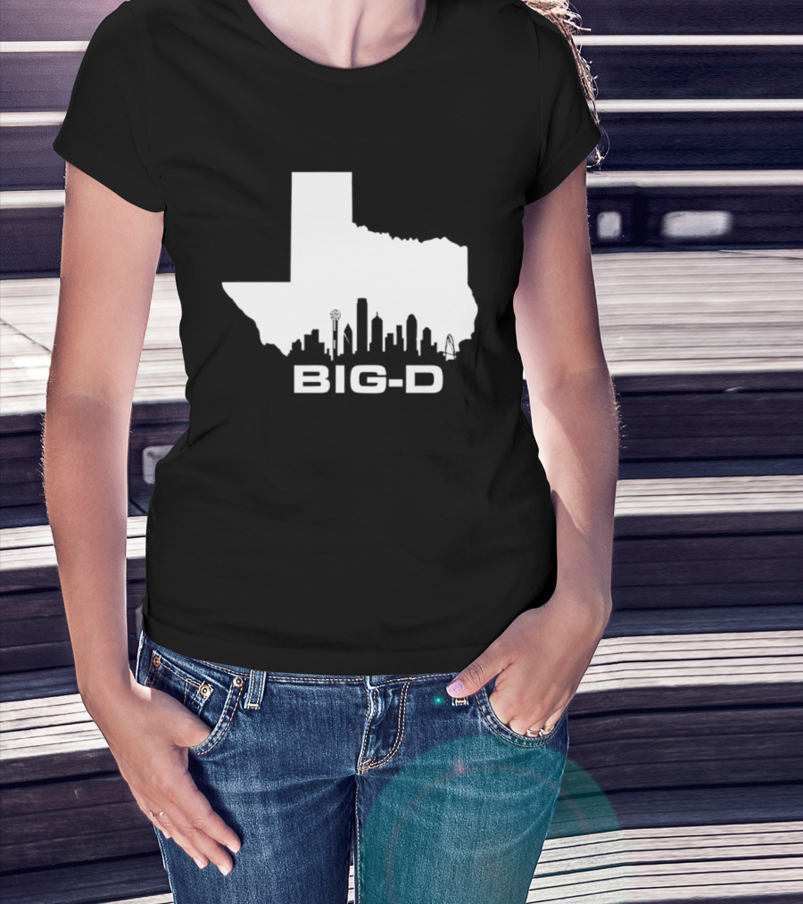 Big D Texas Outline Dallas City Skyline Map T-Shirt